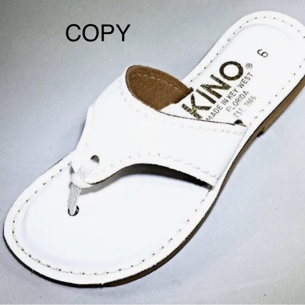 Kino White Lilly Leather Toe-Thong Flat Slide Sandals 90s inspired Flip Flop